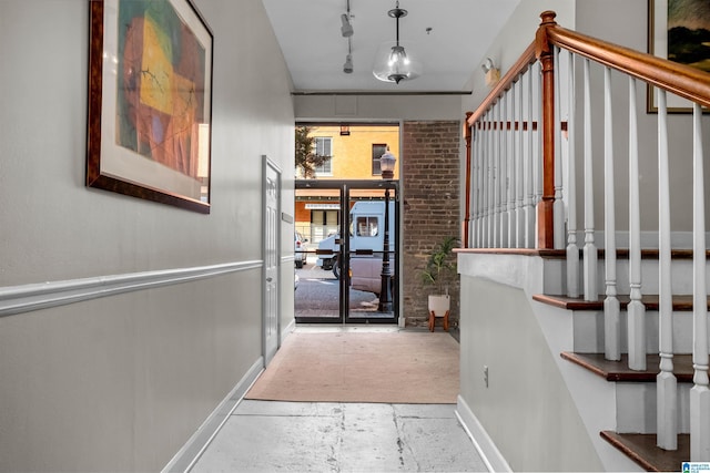 hallway with concrete floors