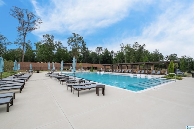 view of pool featuring a patio