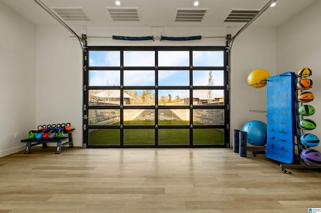 interior space with hardwood / wood-style floors