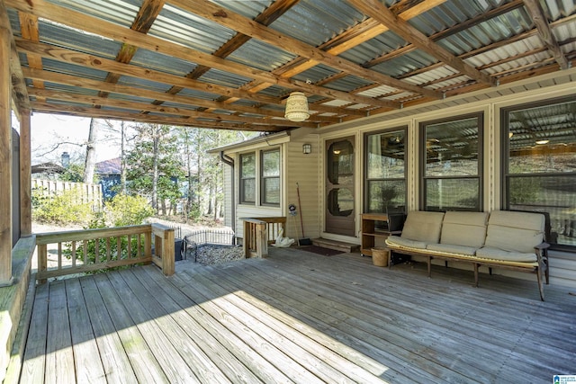 deck featuring ceiling fan