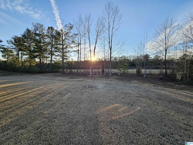 view of yard at dusk