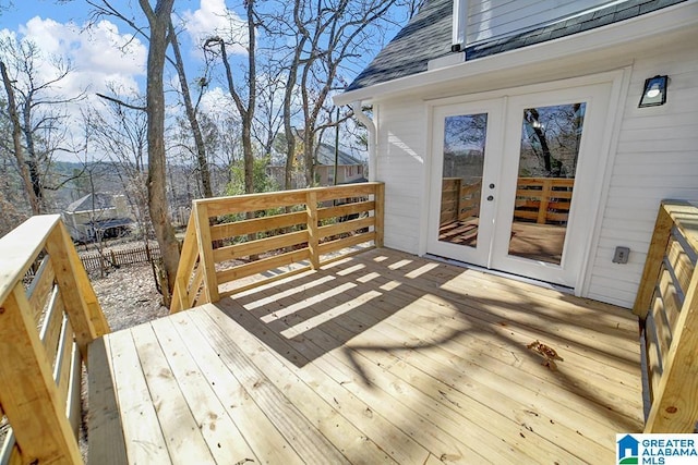 wooden deck with french doors