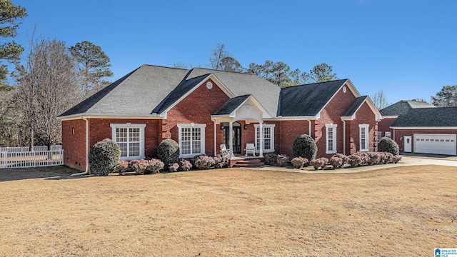 front facade with a front yard