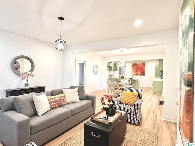 living room featuring light hardwood / wood-style floors