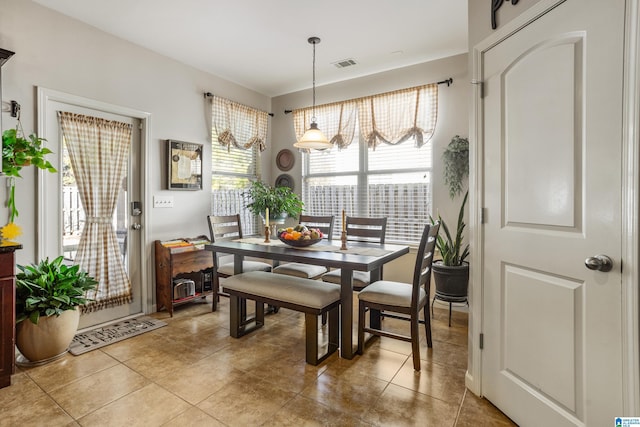 view of tiled dining area