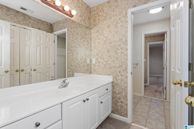 bathroom featuring vanity and tile patterned floors