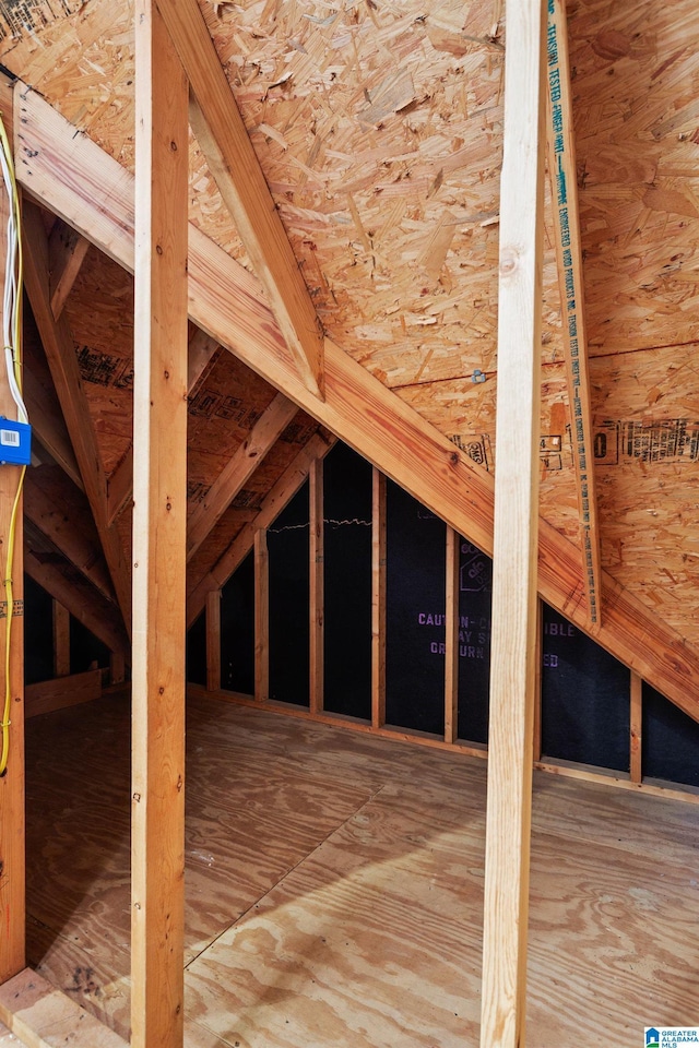 view of unfinished attic