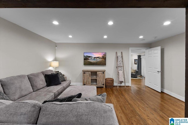 living room with hardwood / wood-style flooring