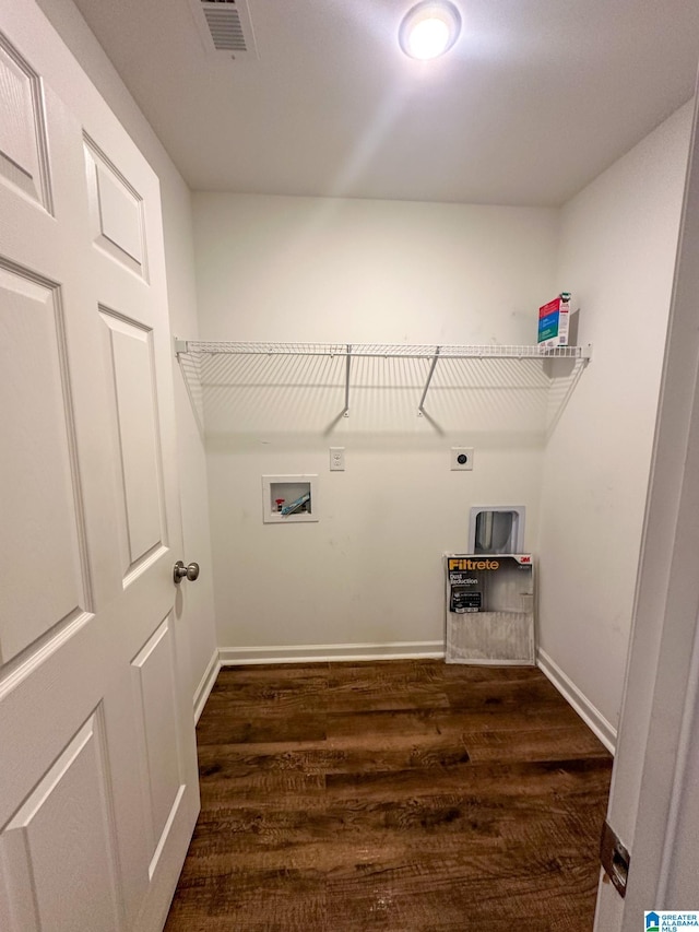 laundry area with washer hookup, dark hardwood / wood-style floors, and hookup for an electric dryer