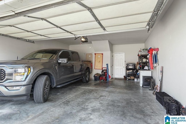 garage with a garage door opener