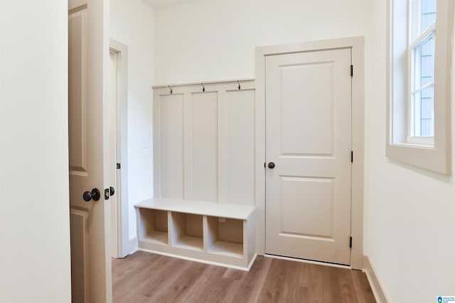 mudroom featuring light hardwood / wood-style floors