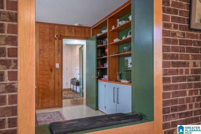 interior space with wood walls