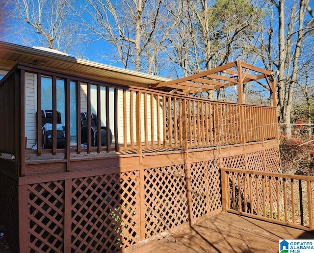 deck featuring a pergola