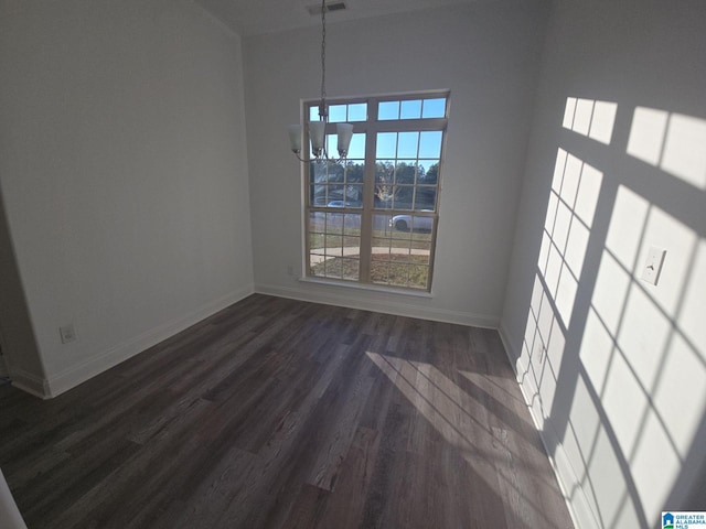 unfurnished dining area featuring dark wood-type flooring