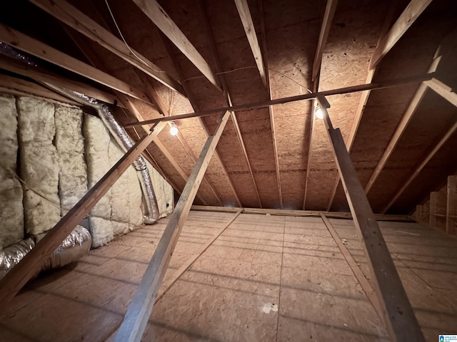 view of unfinished attic