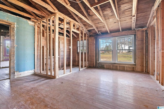 misc room with vaulted ceiling and wood ceiling