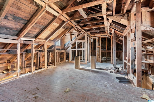 view of unfinished attic