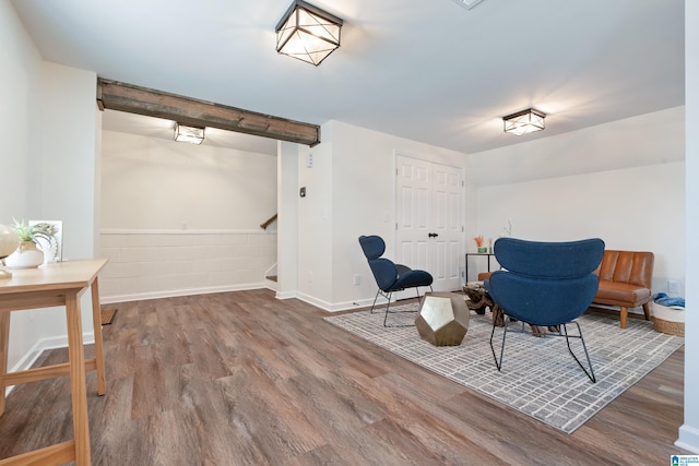 living area featuring hardwood / wood-style floors