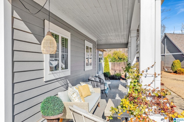 view of patio featuring an outdoor living space