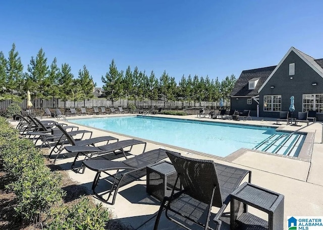 view of pool featuring a patio area