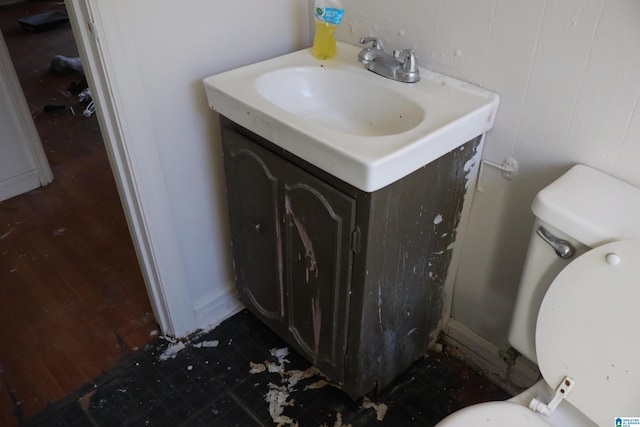 bathroom with toilet and vanity