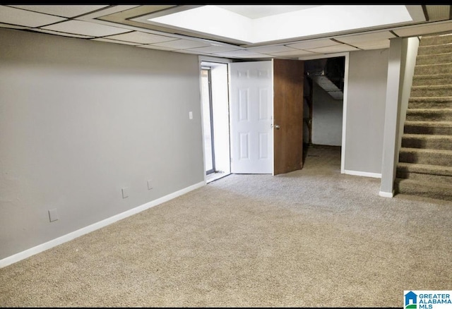 basement featuring carpet