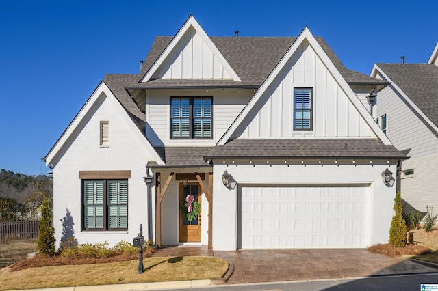 view of front of property with a garage