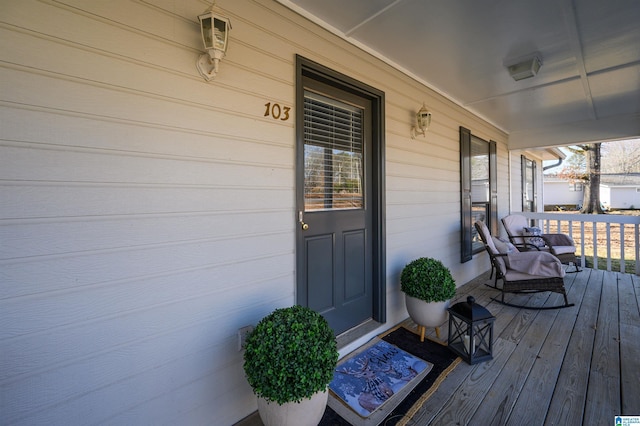 deck with a porch