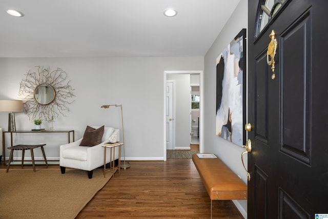 entrance foyer featuring dark hardwood / wood-style flooring