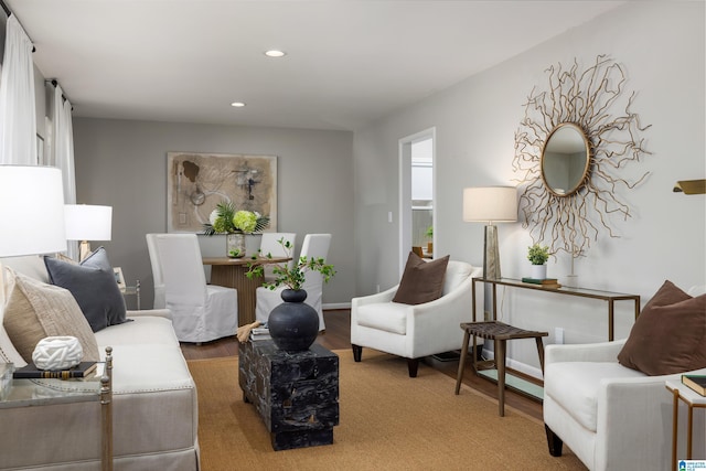 living room with hardwood / wood-style flooring