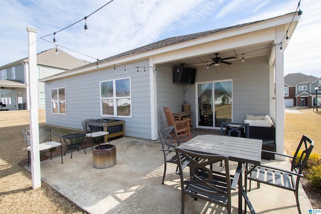 back of house featuring a patio and ceiling fan