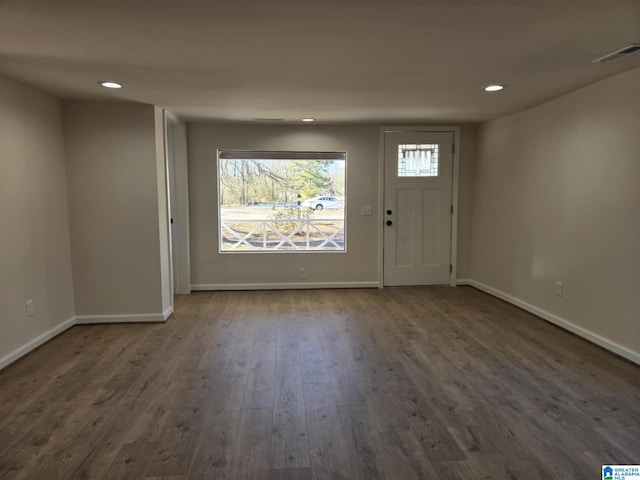 entryway featuring dark wood-type flooring