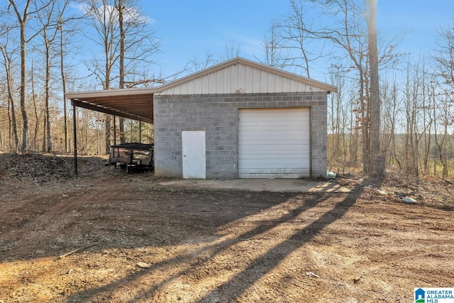 view of garage