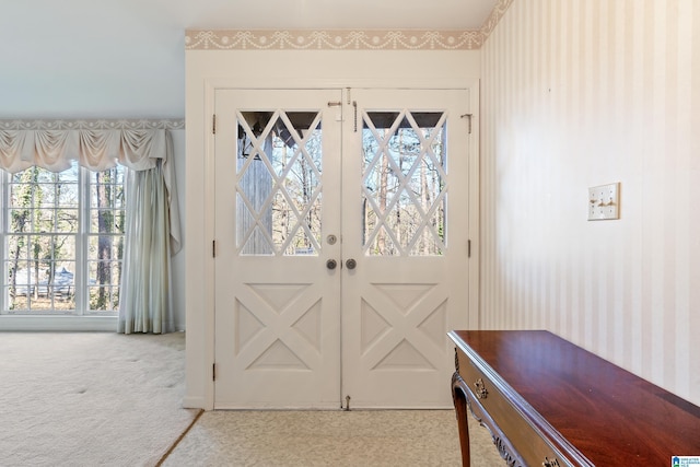 entryway with carpet