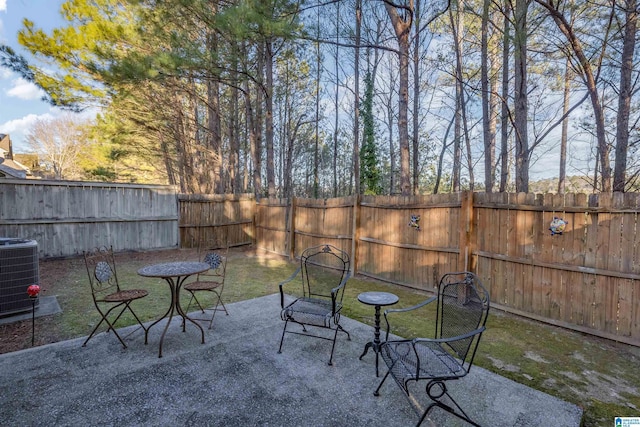 view of patio with central AC unit