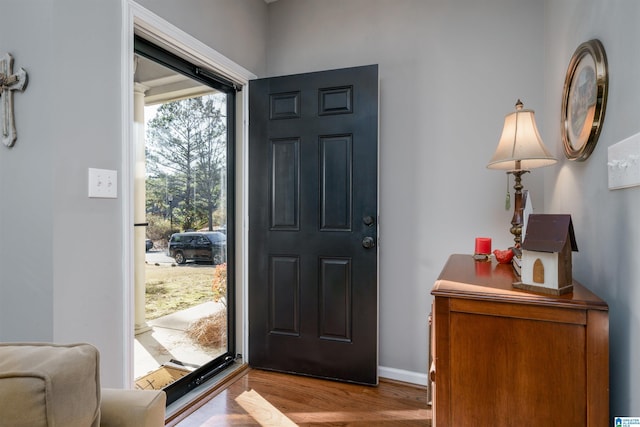 entrance foyer with light hardwood / wood-style flooring