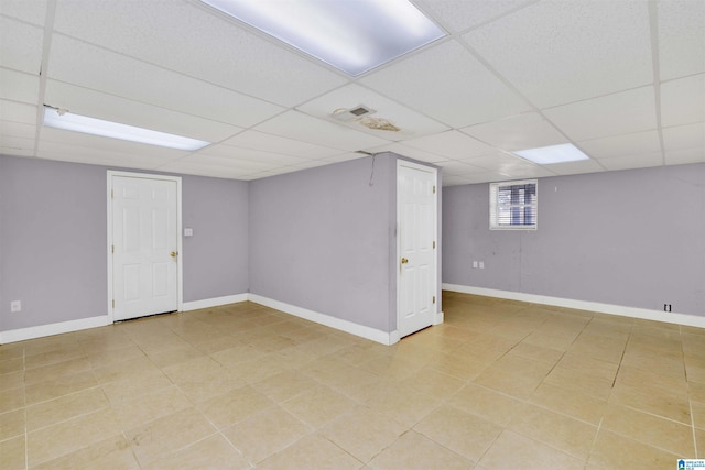 basement with a drop ceiling