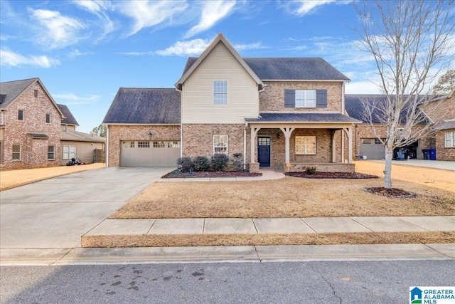 view of front of house with a garage and covered porch