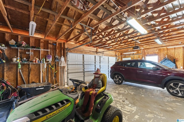 garage with a garage door opener