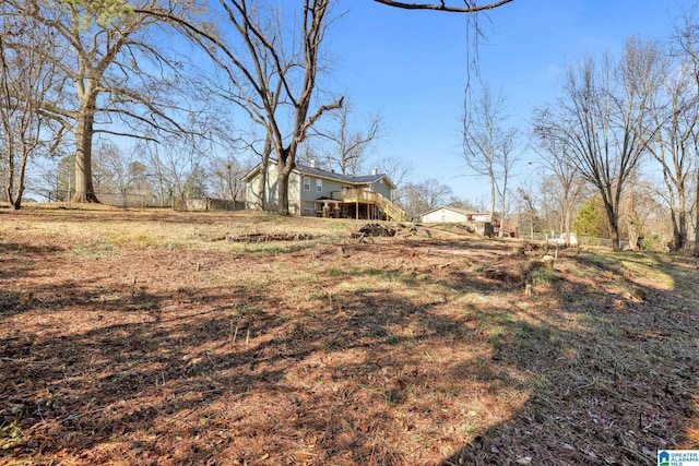 view of yard with a deck