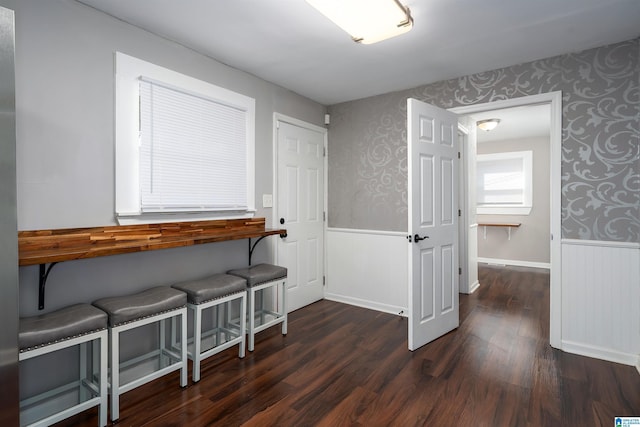 hall featuring dark hardwood / wood-style flooring