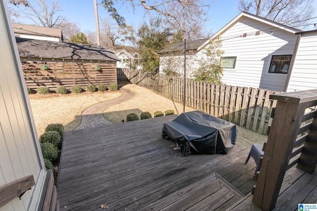 deck featuring grilling area