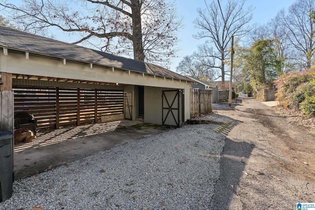 exterior space with an outdoor structure