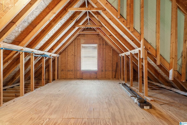 view of unfinished attic