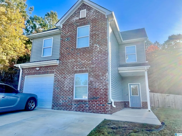 view of front property with a garage