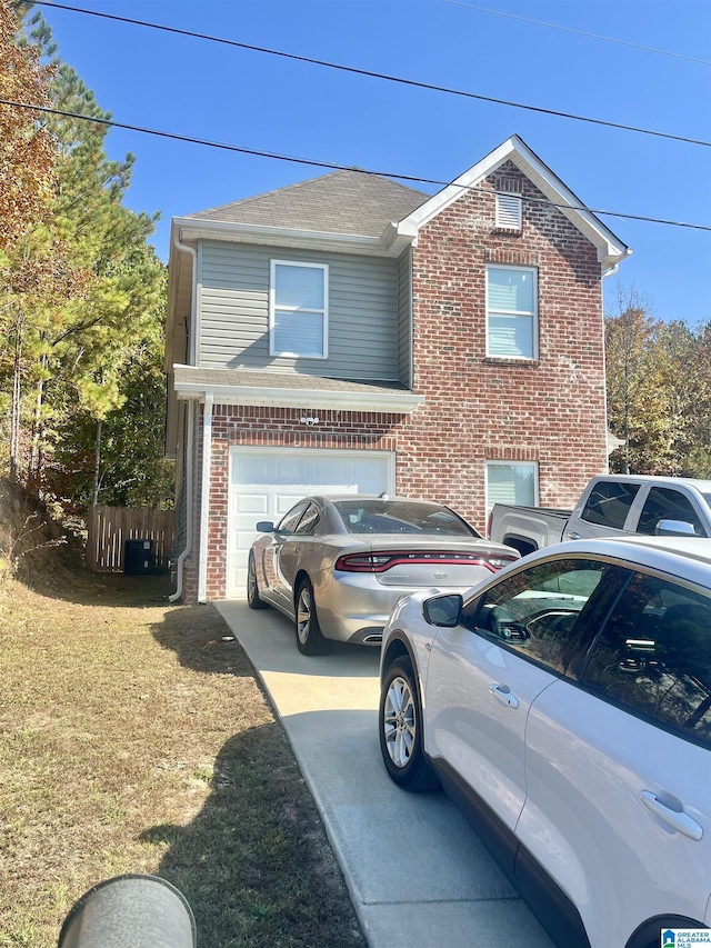 view of property featuring a garage