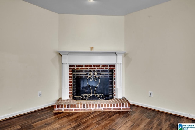 details featuring wood-type flooring and a fireplace