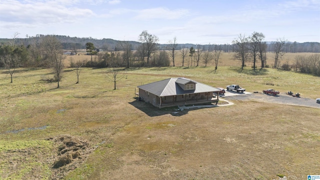 drone / aerial view with a rural view