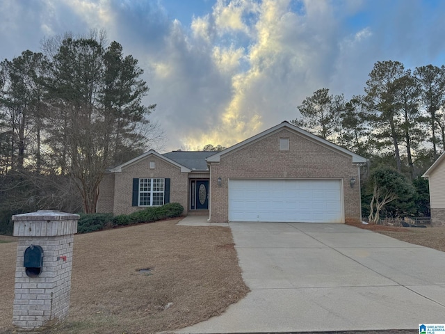 single story home with a garage