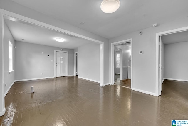 unfurnished living room featuring dark hardwood / wood-style flooring